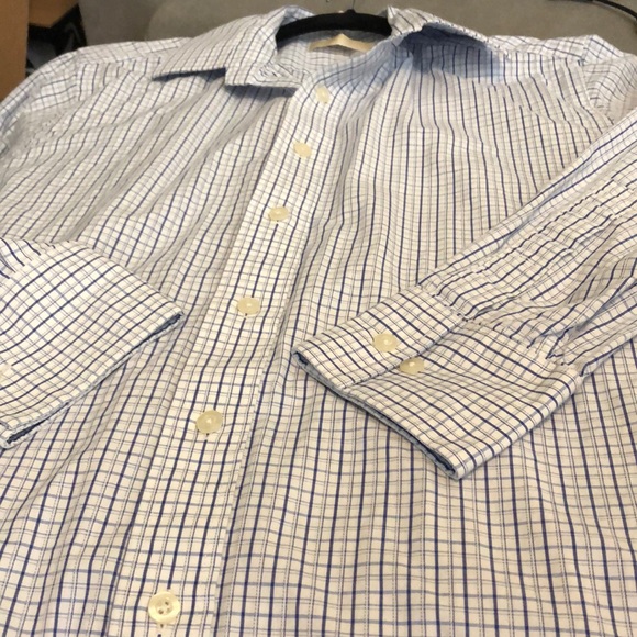 Michael Kors blue white plaid button down - Picture 4 of 5